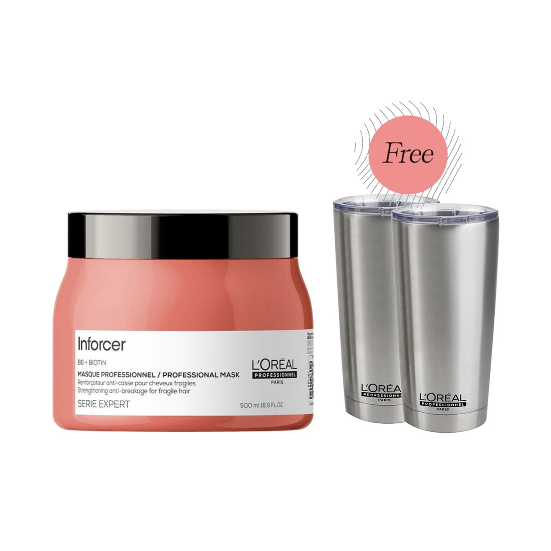 L'Oréal Professionnel Serie Expert Inforcer Strengthening Anti-Breakage Masque 500ml with FREE Insulated Mugs - HairMNL