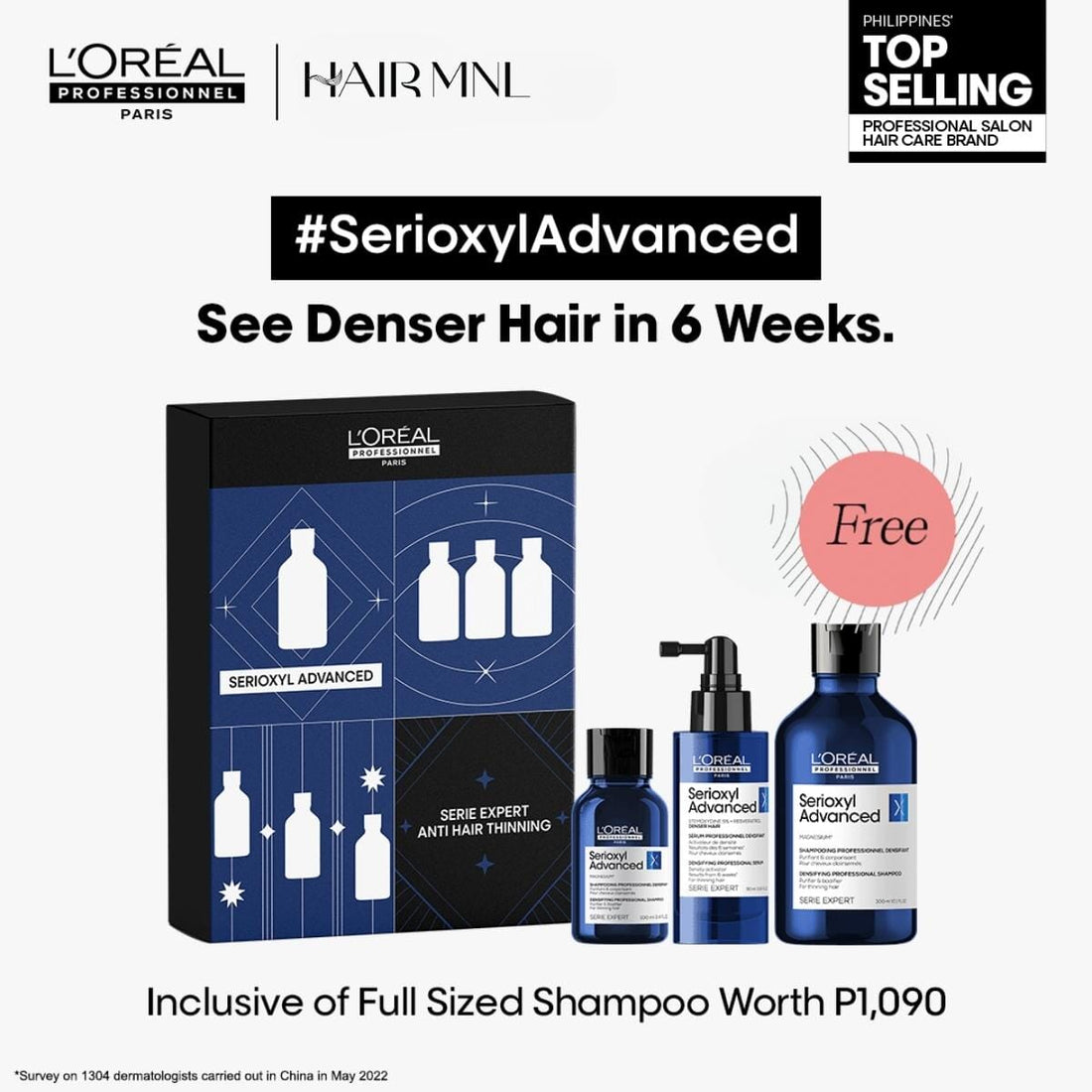 L'Oréal Professionnel Serioxyl Advanced Holiday Gift Set w/ FREE Full-Sized Shampoo - HairMNL
