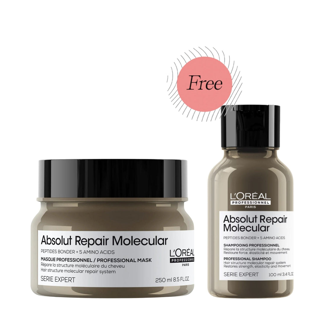 HairMNL L'Oreal L'Oréal Professionnel Serie Expert Absolut Repair Molecular Rinse-Off Masque 250ml FREE Absolut Repair Molecular Shampoo 100ml + Masque 250ml 
