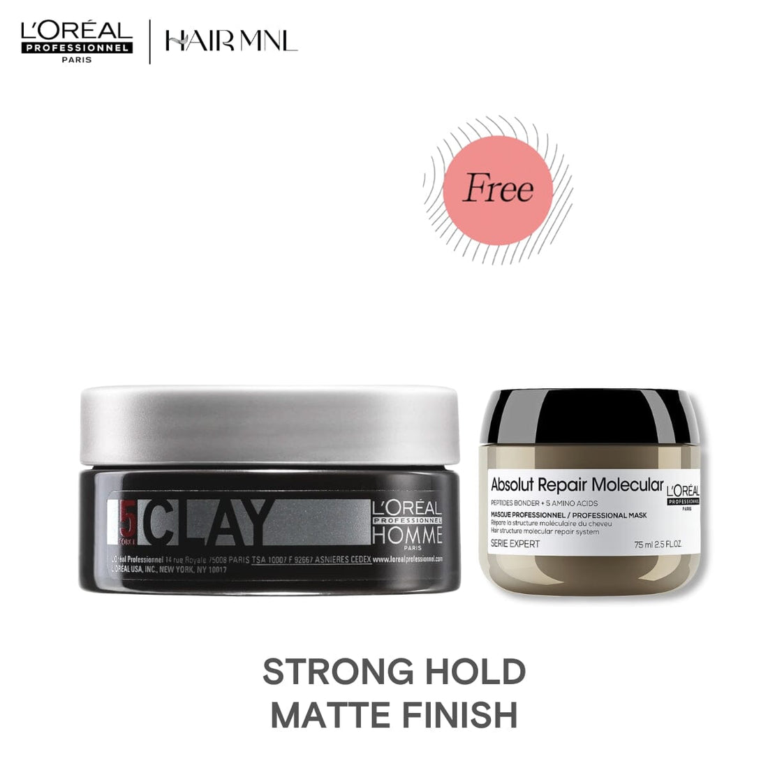 HairMNL L'Oreal L'Oreal Professionnel Homme Strong Hold Matte Clay 50ml 