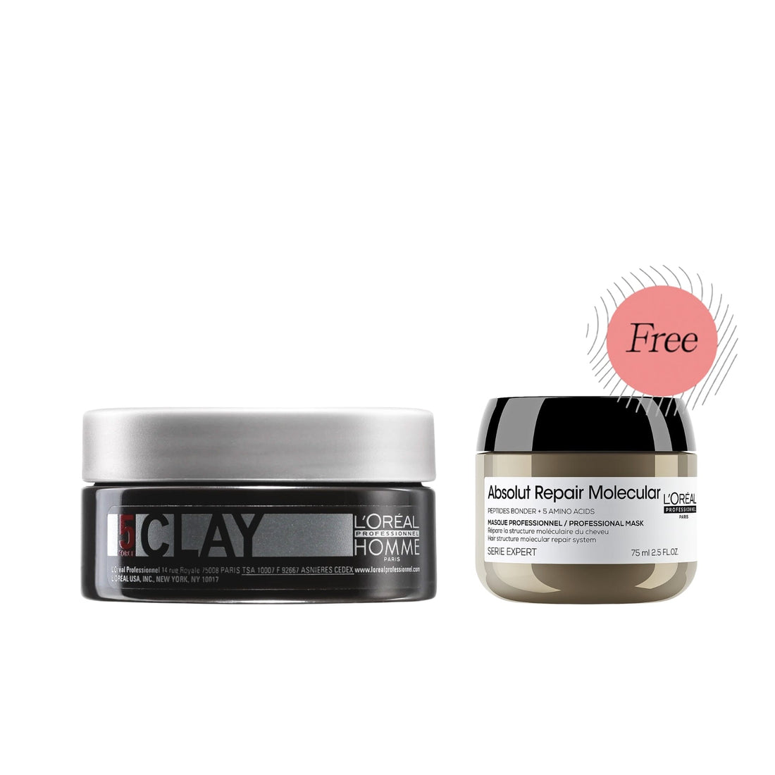 HairMNL L'Oreal L'Oreal Professionnel Homme Strong Hold Matte Clay 50ml FREE Absolut Repair Molecular Rinse-Off Mask 75ml + Clay 50ml 