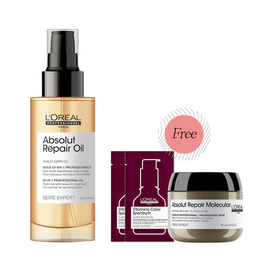 L'Oreal L'Oréal Professionnel Serie Expert Absolut Repair 10-in-1 Perfecting Oil 90ml FREE (2) Vitamino Spectrum Glass Shine Serum 2ml + (1) ARM Mask 75ml | 90ml