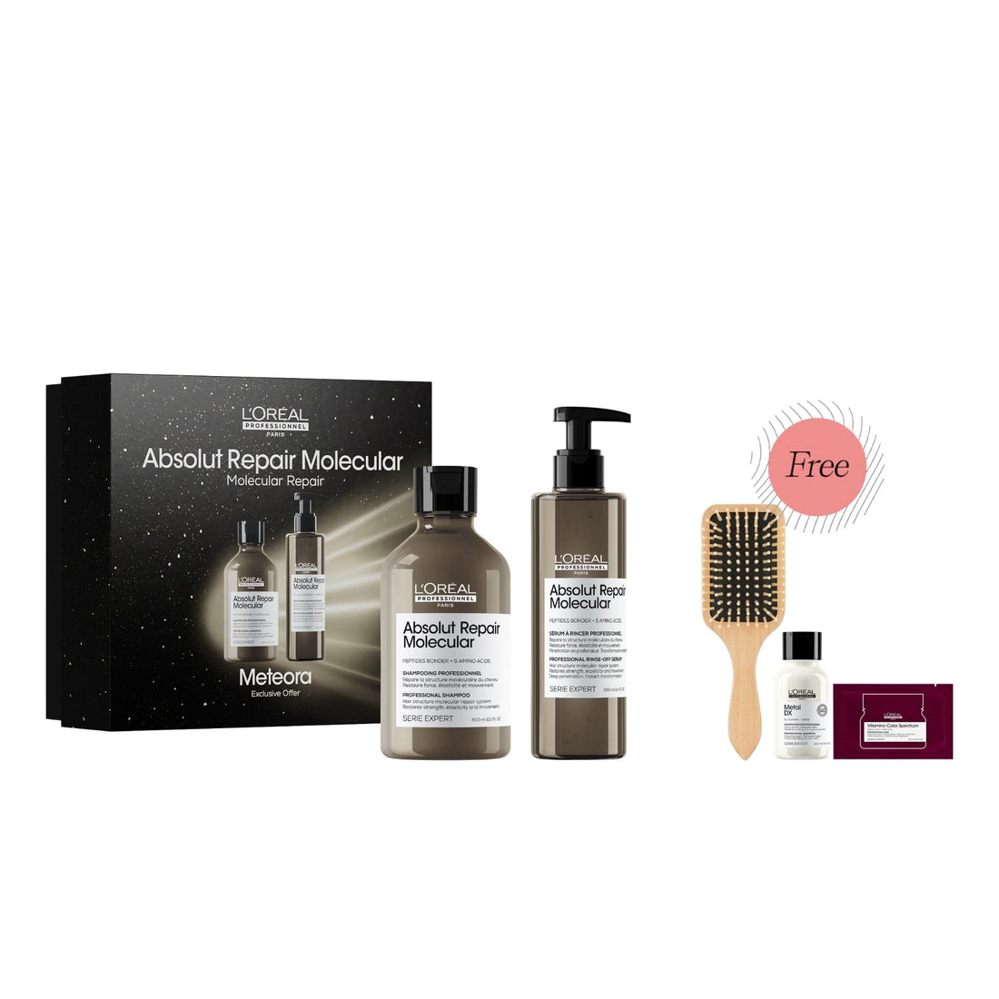 HairMNL L'Oreal L'Oréal Professionnel Serie Expert Absolut Repair Molecular Duo Limited-Edition Holiday Gift Set FREE Metal Detox Shampoo 100ml + Vitamino Color Spectrum Mask 15ml + Paddle Brush 