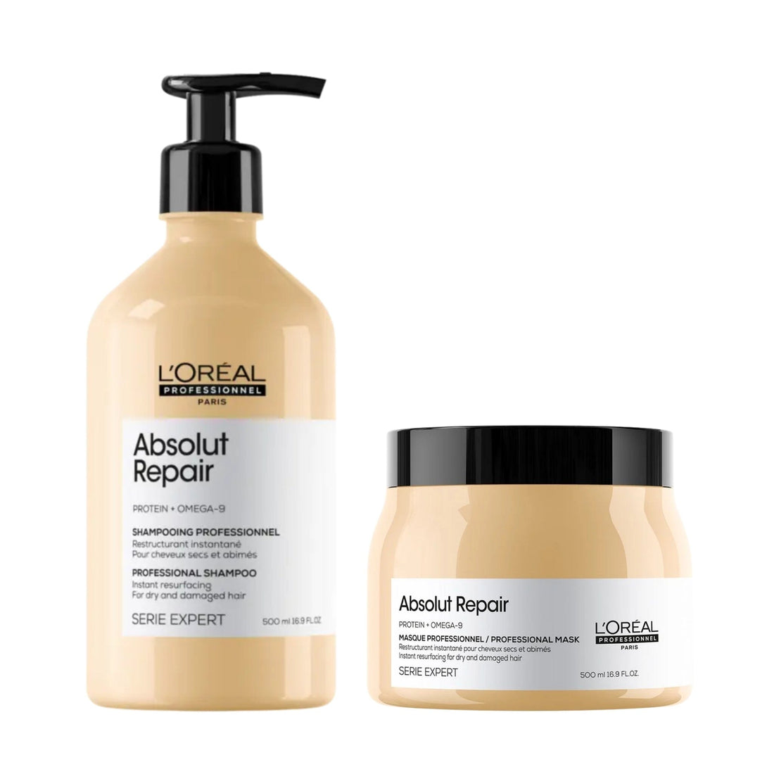 Shop L'Oréal Professionnel Serie Expert Absolut Repair Resurfacing Shampoo 500ml & Mask 500ml Duo at HairMNL