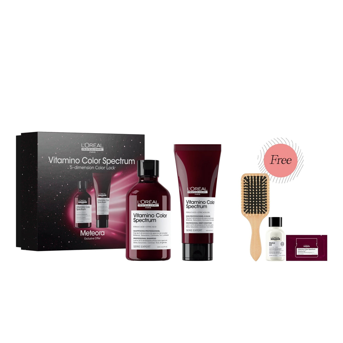 HairMNL L'Oreal L'Oréal Professionnel Serie Expert Vitamino Color Spectrum Duo Exclusive Holiday Gift Set FREE Metal Detox Shampoo 100ml + Vitamino Color Spectrum Mask 15ml + Paddle Brush 