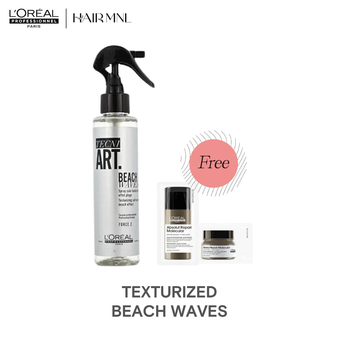L'Oreal Professionnel Tecni.Art Beach Waves 150ml with Free Absolut Repair Molecular Mask Samples - HairMNL