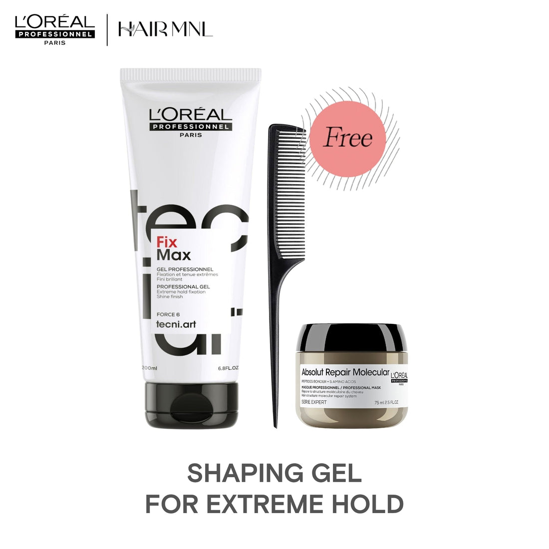 L'Oreal Professionnel Tecni.Art Fix Max Gel for Extra Hold 200ml with free gifts - HairMNL