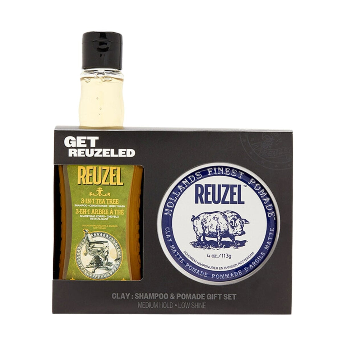 Reuzel Get Reuzeled Clay Matte Pomade & 3-in-1 Shampoo Gift Set