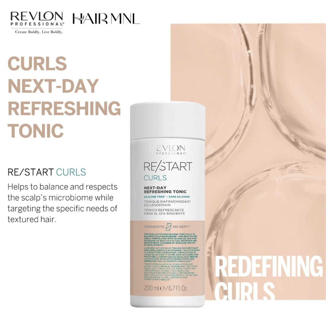 Revlon Professional ReStart Curls Next-Day Refreshing Tonic 200ml BEnefits