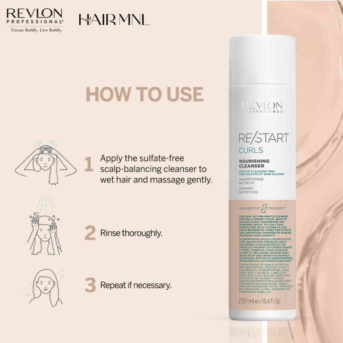 Revlon - 250ml Nourishing ReStart - Cleanser Curls Pro HairMNL HairMNL