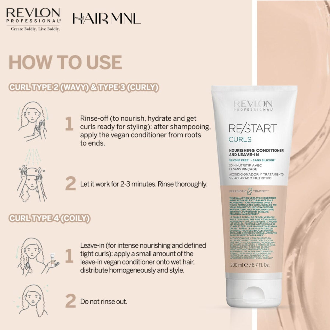 Revlon Professional ReStart Curls Nourishing Conditioner and Leave-In 200ml How To Use