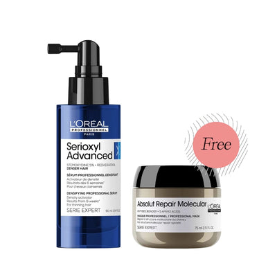 HairMNL L'Oreal L'Oréal Professionnel Serioxyl Advanced Denser Hair Serum 90ml FREE Absolut Repair Molecular Rinse-Off Masque 75ml + 90ml 