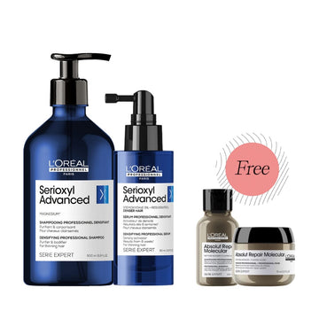 L'Oréal Professionnel Serioxyl Advanced Denser Hair Shampoo & Serum Duo 500ml with Free Absolut Repair Molecular Duo - HairMNL