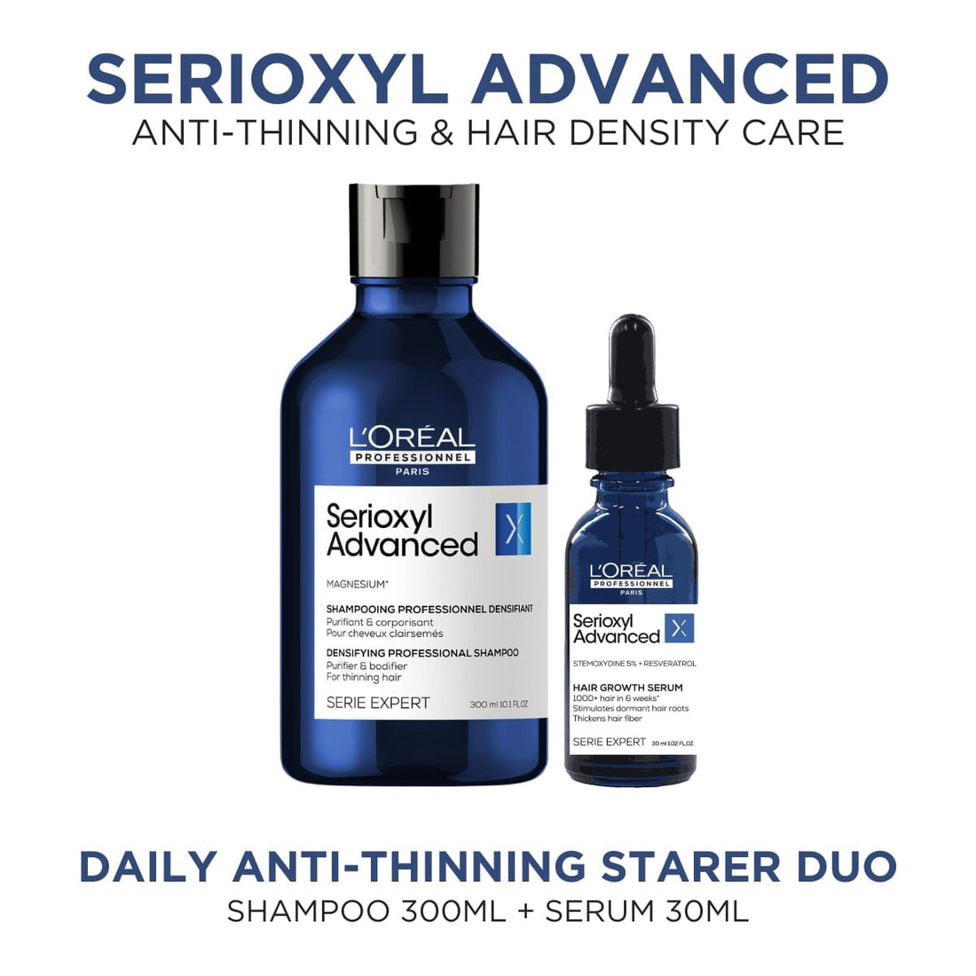 HairMNL L'Oreal L'Oréal Professionnel Serioxyl Advanced Denser Hair Shampoo 300ml & Serum 30ml Duo 