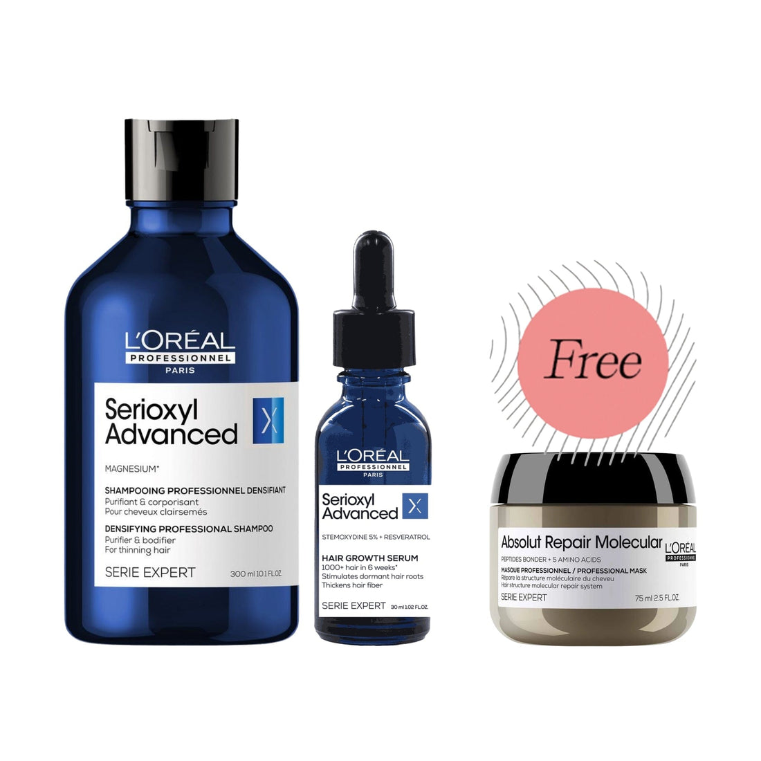 L'Oreal L'Oréal Professionnel Serioxyl Advanced Denser Hair Shampoo 300ml & Serum 30ml Duo