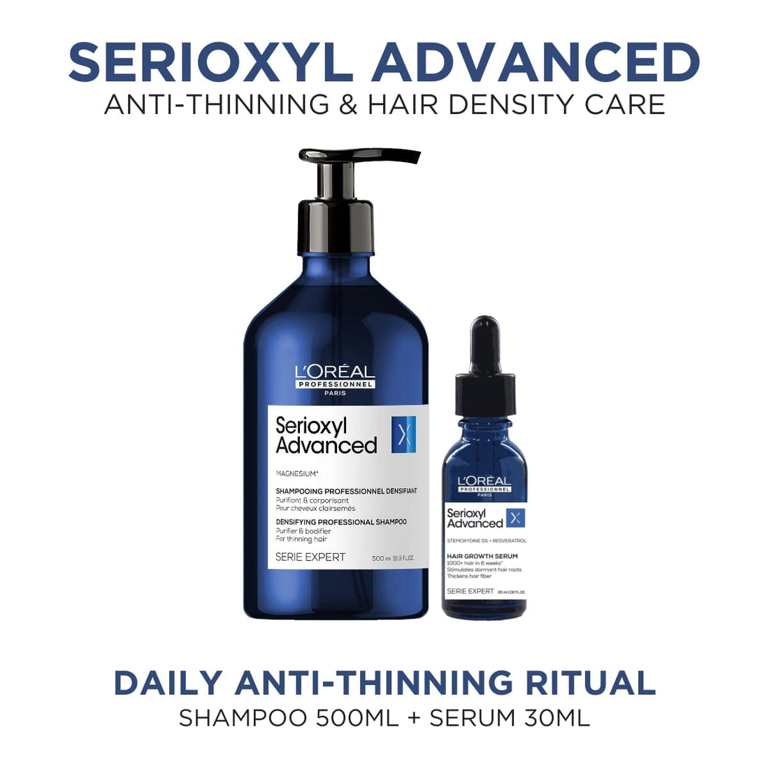 HairMNL L'Oreal L'Oréal Professionnel Serioxyl Advanced Denser Hair Shampoo 500ml & Serum 30ml Duo 