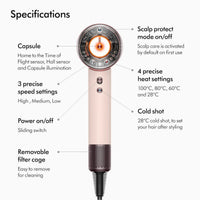Dyson Supersonic Nural Hair Dryer HD16 Gift Edition - Ceramic Pink/Rose Gold Specifications - HairMNL