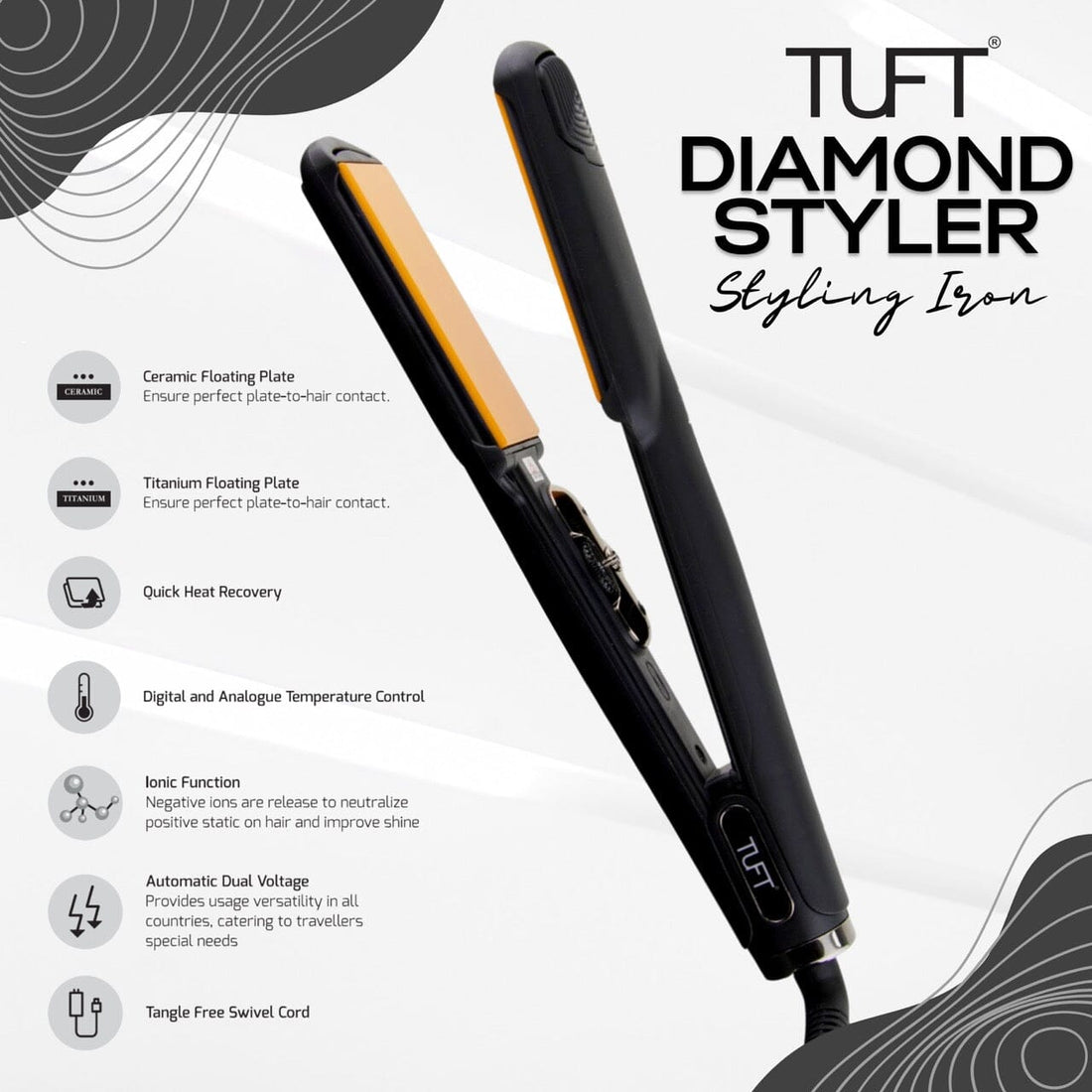 TUFT Diamond Styler 2-Inch Straightening Hair Iron 6601 - HairMNL