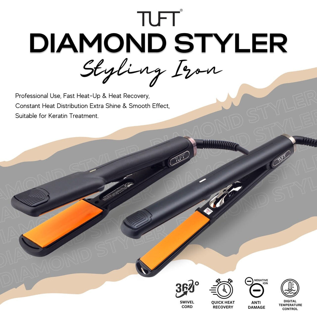 TUFT Diamond Styler 1-Inch Straightening Hair Iron 6600 - HairMNL