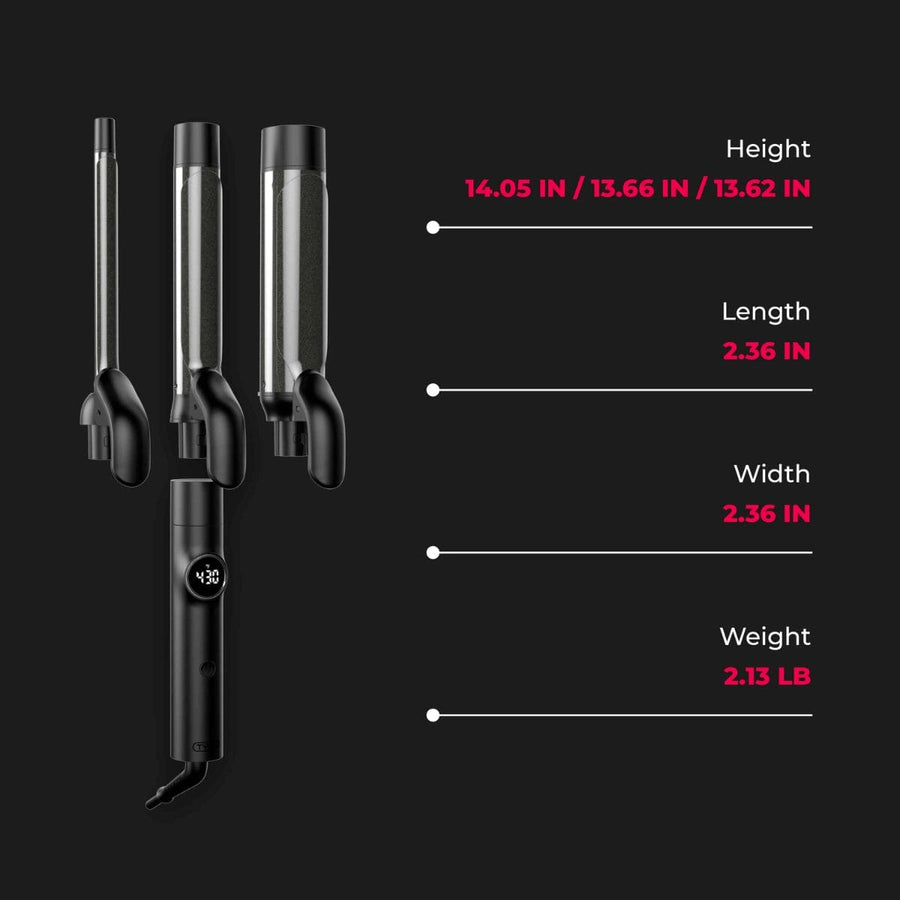 HairMNL TYMO Cues 3-in-1 Interchangeable Curling Iron Black HC-502 Dimensions