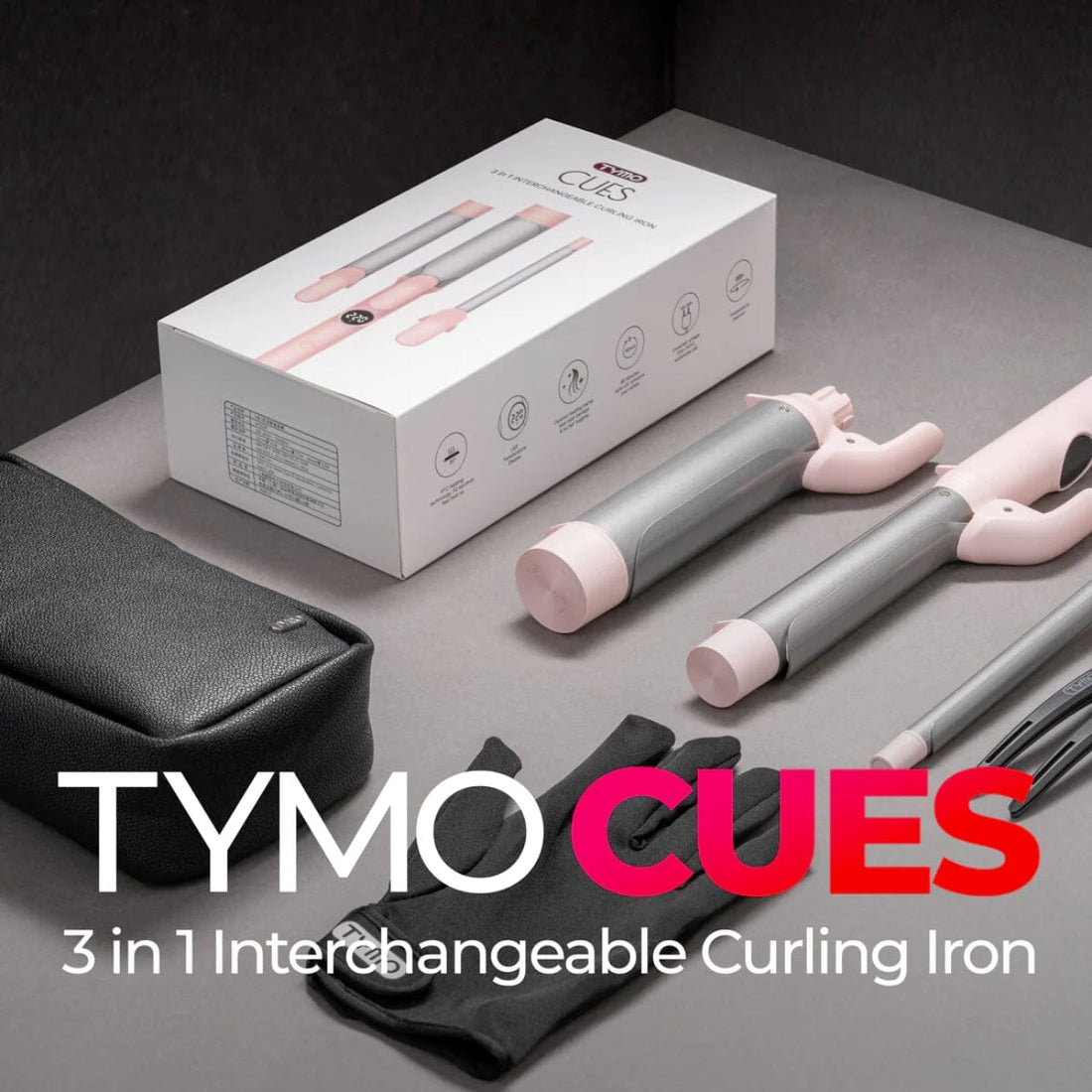 HairMNL TYMO Cues 3-in-1 Interchangeable Curling Iron Pink HC-502P Inclusions