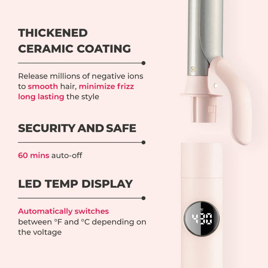 HairMNL TYMO Cues 3-in-1 Interchangeable Curling Iron Pink HC-502P Features