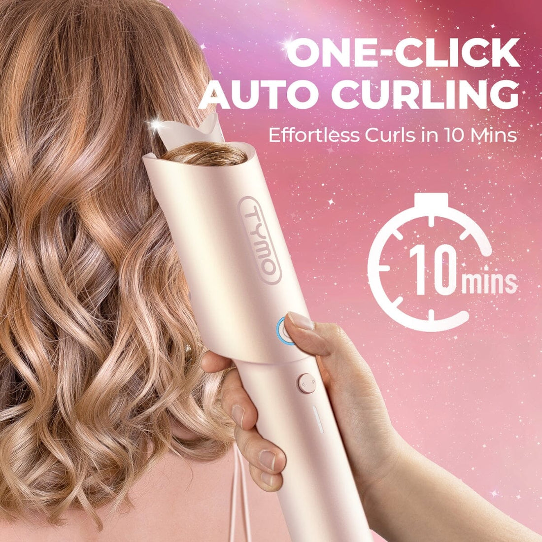 TYMO CurlGo Wireless Auto Curling Iron Pink HC-520P