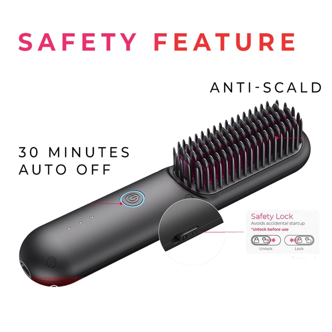 TYMO Porta Pro Portable Hair Straightening Brush Black
