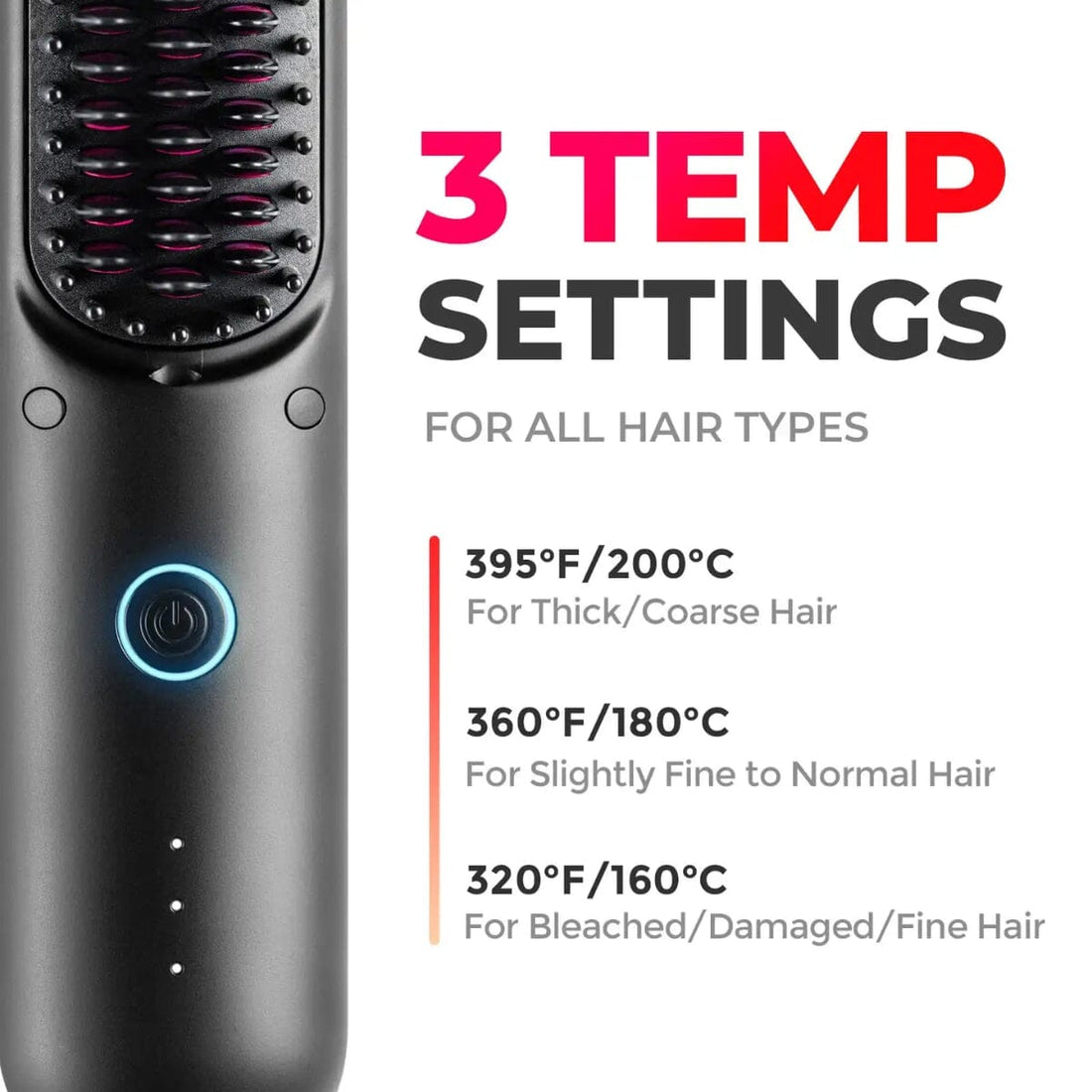 TYMO Porta Pro Portable Hair Straightening Brush Black