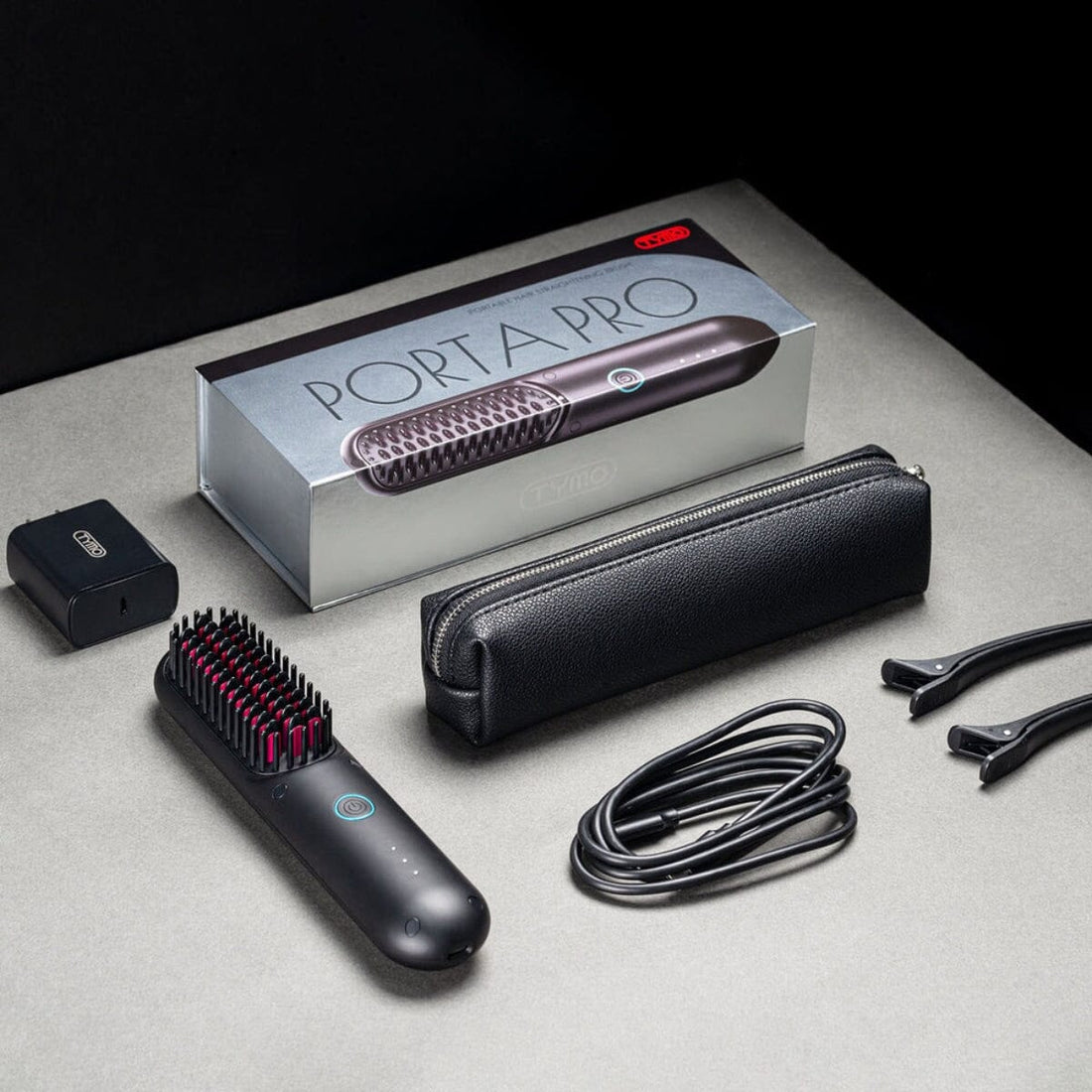 TYMO Porta Pro Portable Hair Straightening Brush Black