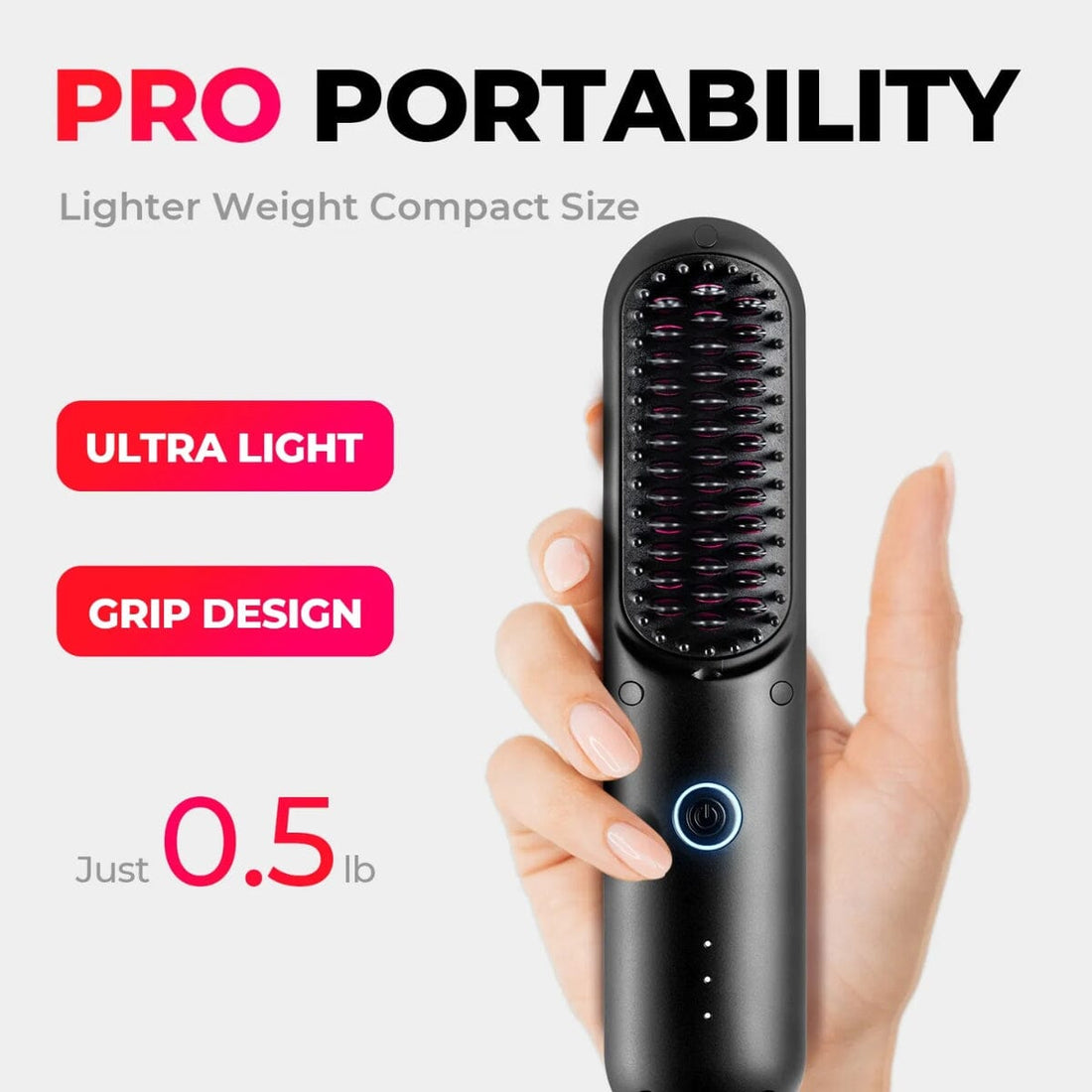 TYMO Porta Pro Portable Hair Straightening Brush Black