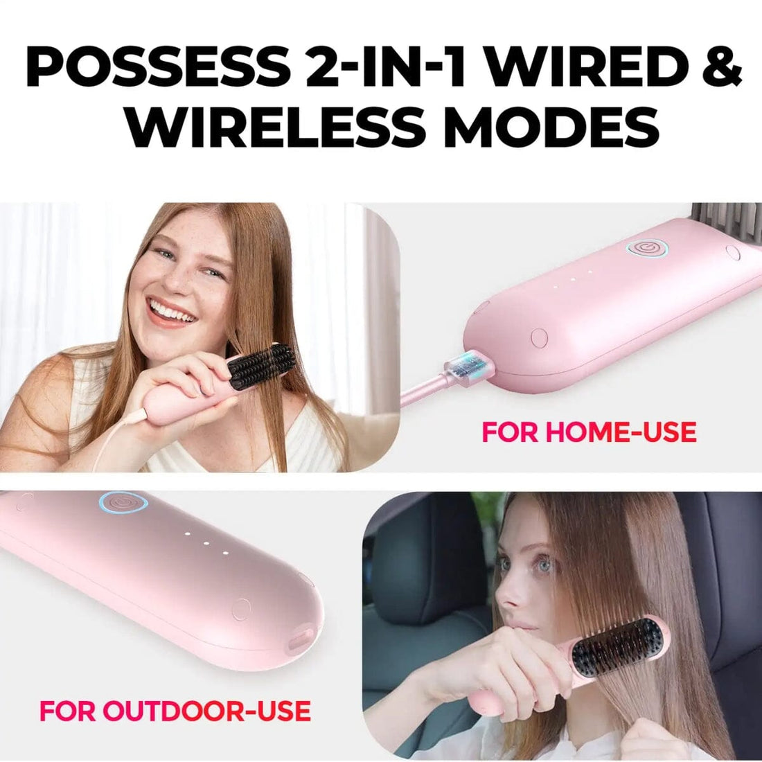 TYMO TYMO Porta Pro Portable Hair Straightening Brush Pink HC-122P