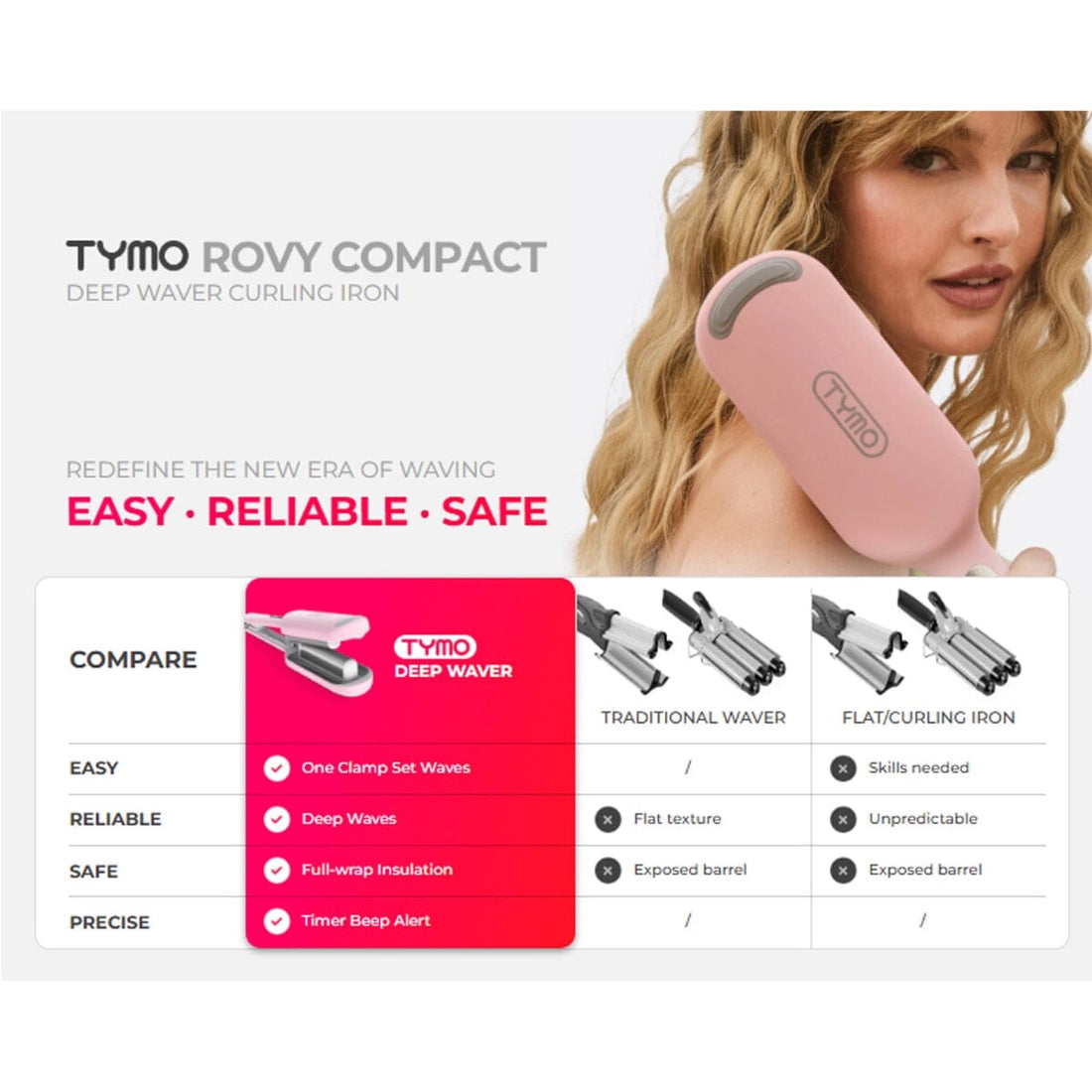 TYMO Rovy Compact Wave Curling Iron 1 Inch HC507PM - HairMNL