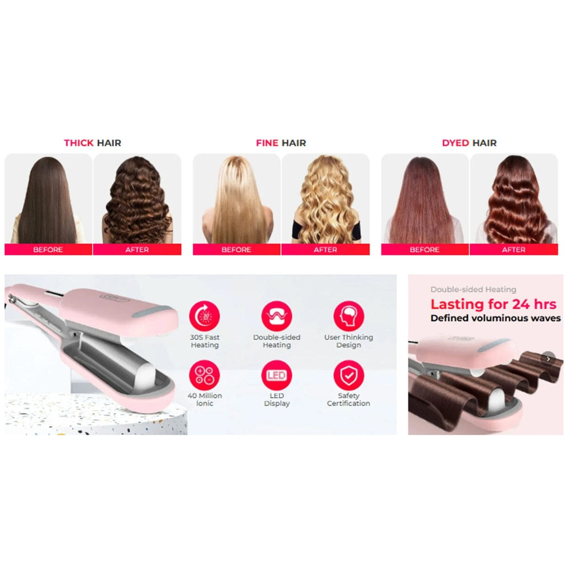 TYMO Rovy Compact Wave Curling Iron 1 Inch HC507PM - HairMNL