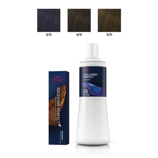 Wella Professionals Koleston Perfect PPD-Free Permanent Hair Color Set (20-Vol Developer 1L) - For Covering Greys