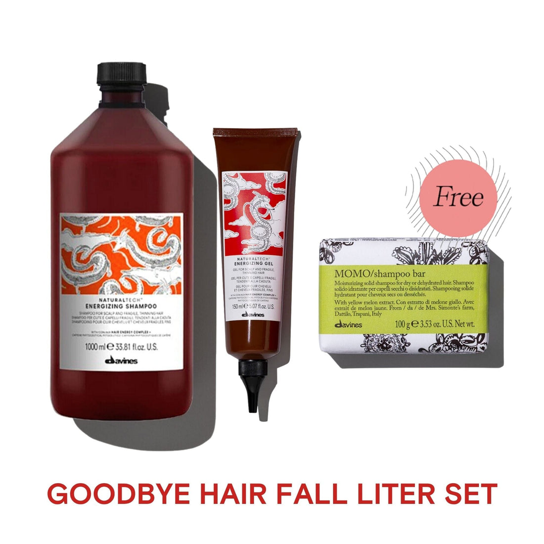 Davines Energizing Anti-Hairfall Goodbye Hair Fall Liter Set with FREE MOMO Shampoo Bar - Shop at HairMNL