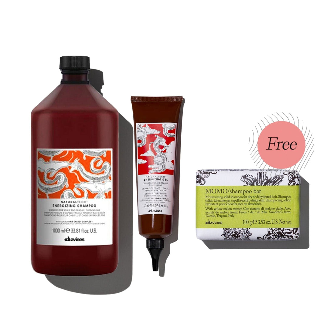 Davines Enerigizing Shampoo 1000ml, Purifying Gel 150ml with FREE MOMO Shampoo Bar - Shop at HairMNL