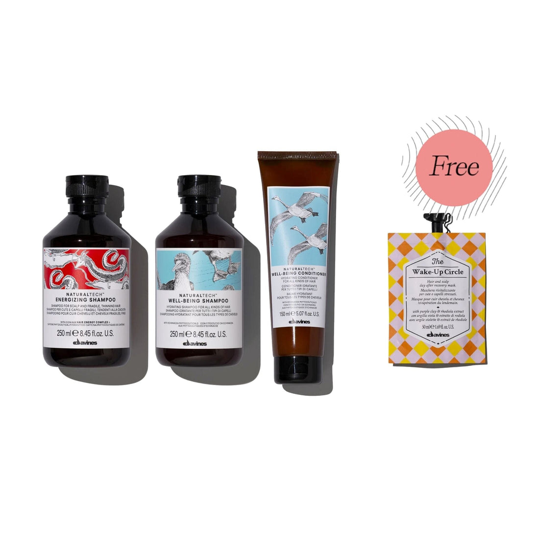 Davines Energizing Shampoo 250ml, Well-Being Shampoo 250ml, Well-Being Conditioner 150ml, FREE The Wake-Up Circle Mask 50ml - Shop at HairMNL