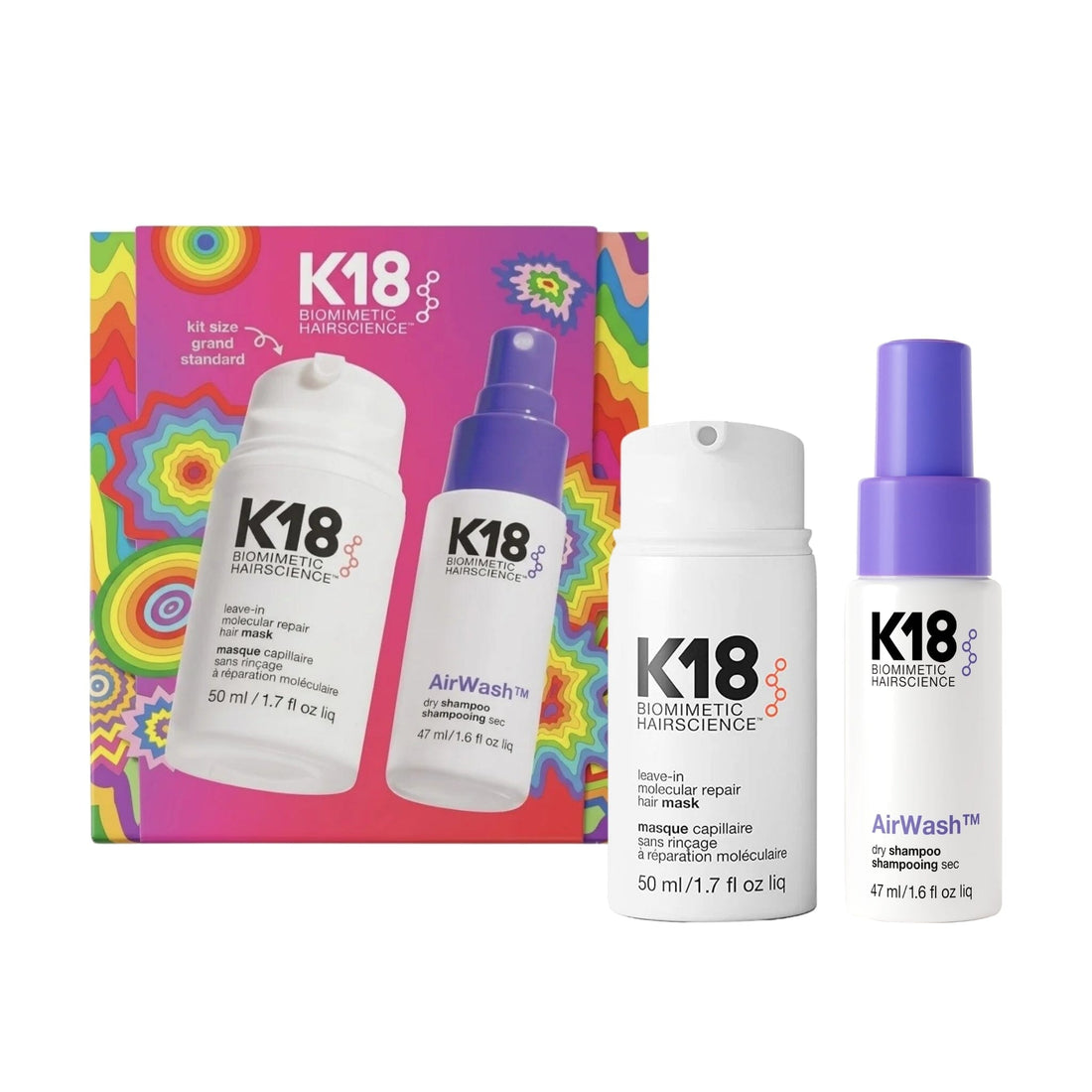 K18 Hair Mask 50ml & AirWash Dry Shampoo 47ml Duo Travel Set | HairMNL
