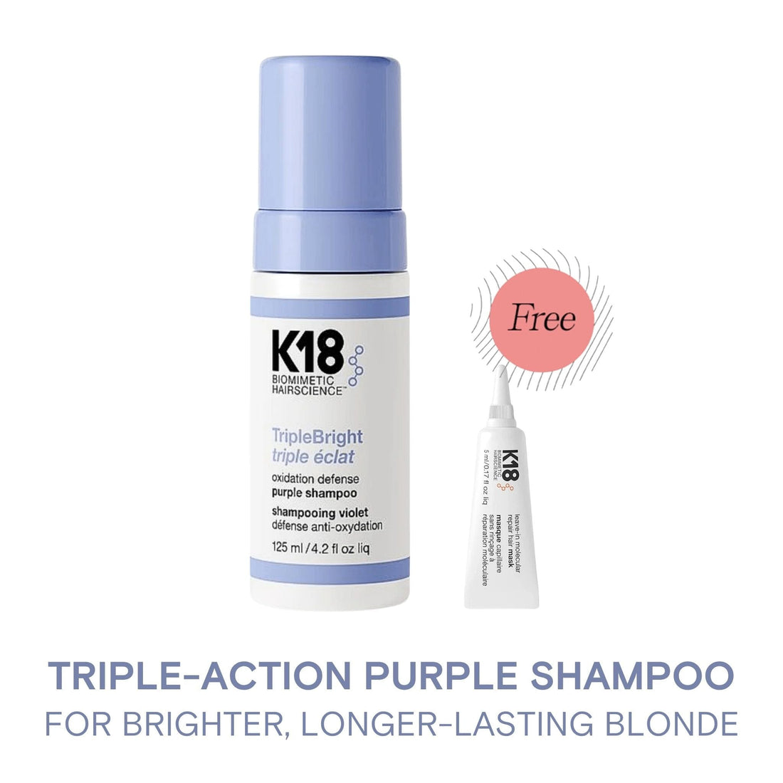 Shop K18 Triple Bright Oxidation Defense Purple Shampoo 125ml with Free Hair Mask 5ml at HairMNL