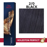 Wella Professionals Koleston Perfect PPD-Free Permanent Hair Color Set (20-Vol Developer 1L) - 2/0 Black - HairMNL
