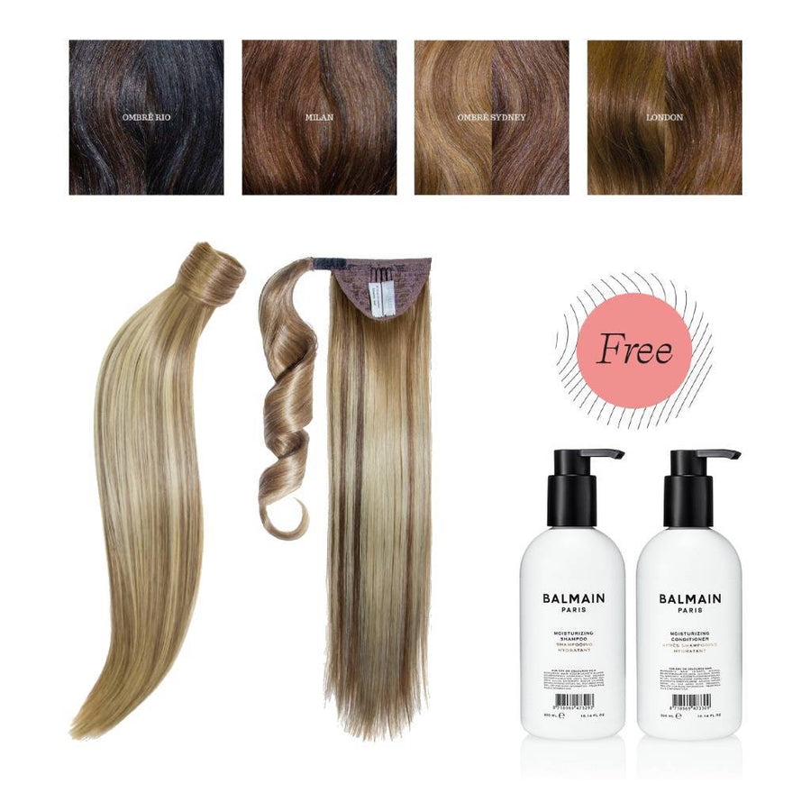 HairMNL Balmain Hair Couture Catwalk Ponytail Memory®Hair 55cm with FREE Moisturizing Shampoo & Conditioner 