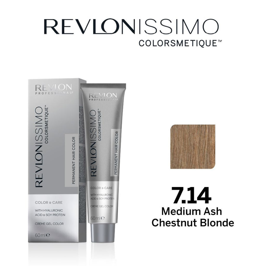 HairMNL Revlon Pro Colorsmetique Color & Care Permanent Hair Color Set 7.14 Medium Ash Chestnut Blonde