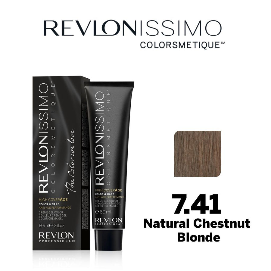 HairMNL Revlon Pro Colorsmetique High Coverage Permanent Hair Color Set 7.41 Natural Chestnut Blonde