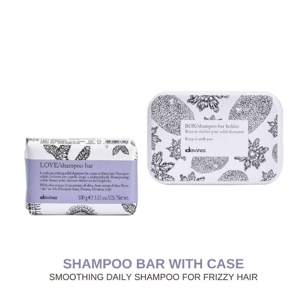 Davines LOVE Shampoo Bar & Case: Smoothing Solid Shampoo for Coarse or Frizzy Hair