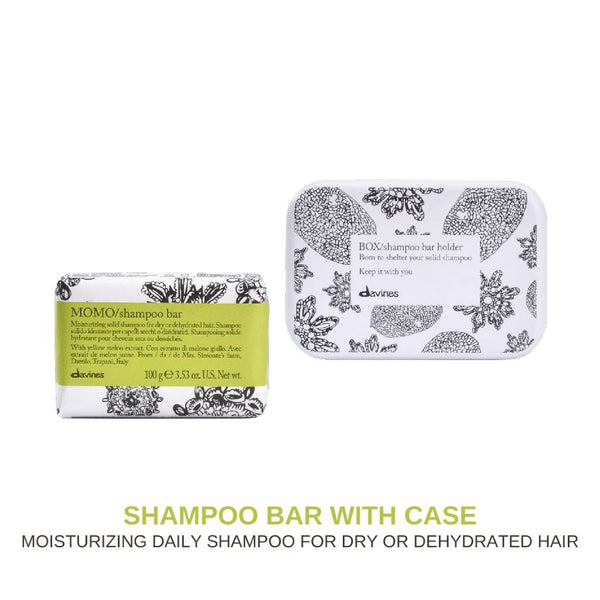 Davines MOMO Shampoo Bar & Case: Moisturizing Solid Shampoo for Dry or Dehydrated Hair