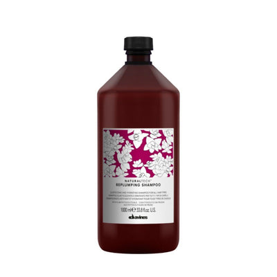 Davines Naturaltech Replumping Shampoo: Elasticizing and Hydrating for All Hair Types 1000ml - Backbar