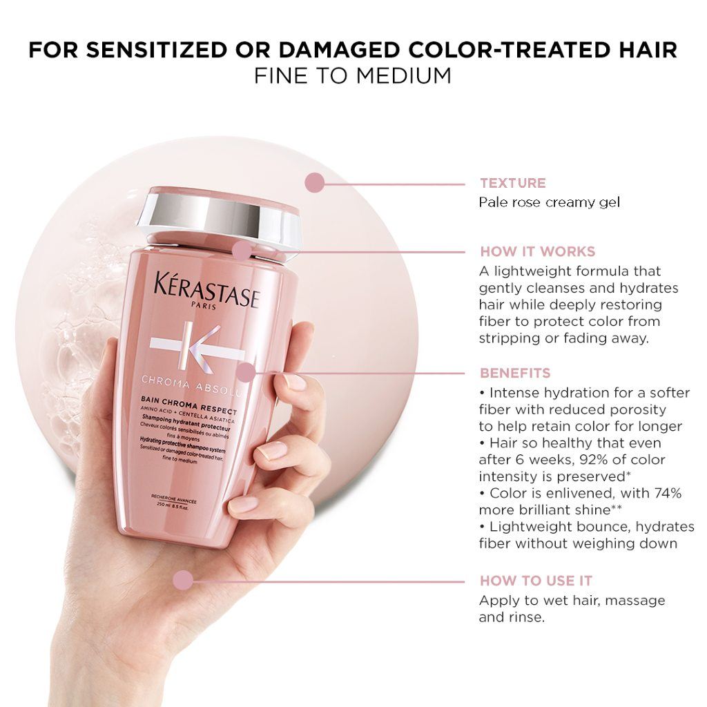 Kérastase Chroma Absolu Sulfate-Free Shampoo (Thin Hair) 250ml for Sensitized or Damaged Color-Treated Hair Fine to Medium-HaiMNL