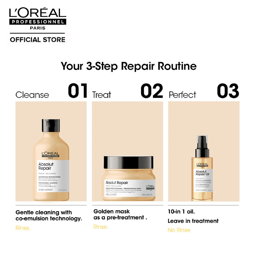 HairMNL L'Oreal Serie Expert Absolut Repair 3-Step Repair Routine