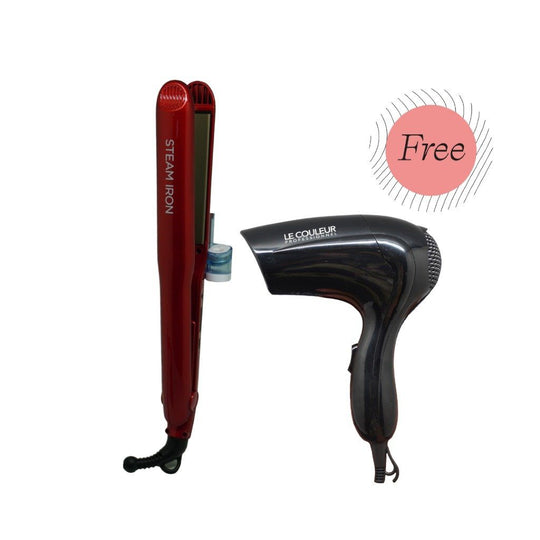 Le Couleur Hair Steam Iron with FREE Hair Dryer